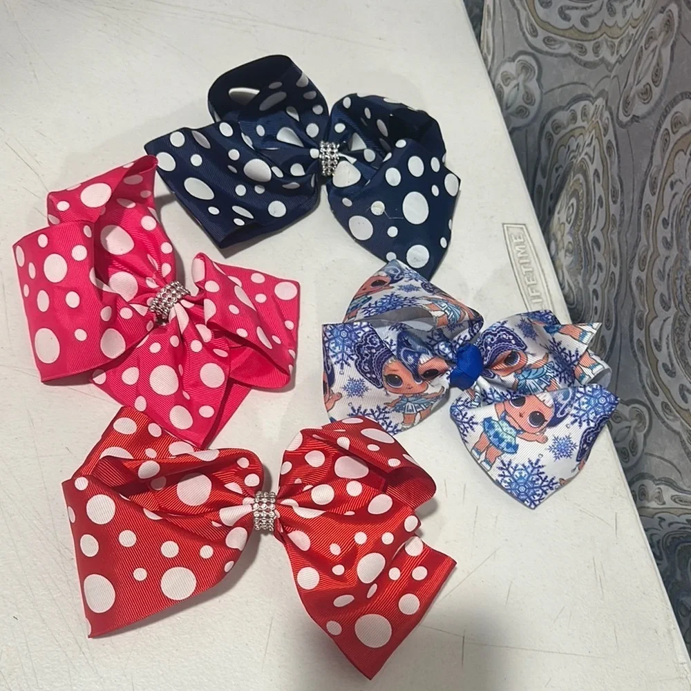 Polka Dot and Patterned Hair Bows Set new